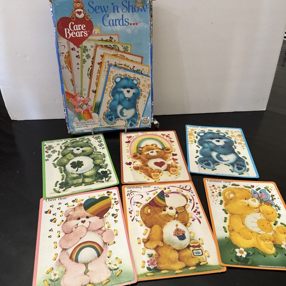 Care Bears - Sew N Show Cards - 1983 Craft Master - 6 Cards Vintage